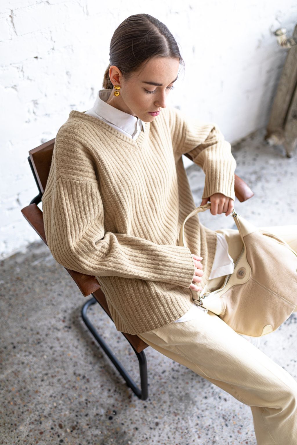 Sisley gruby jesienny sweter M
