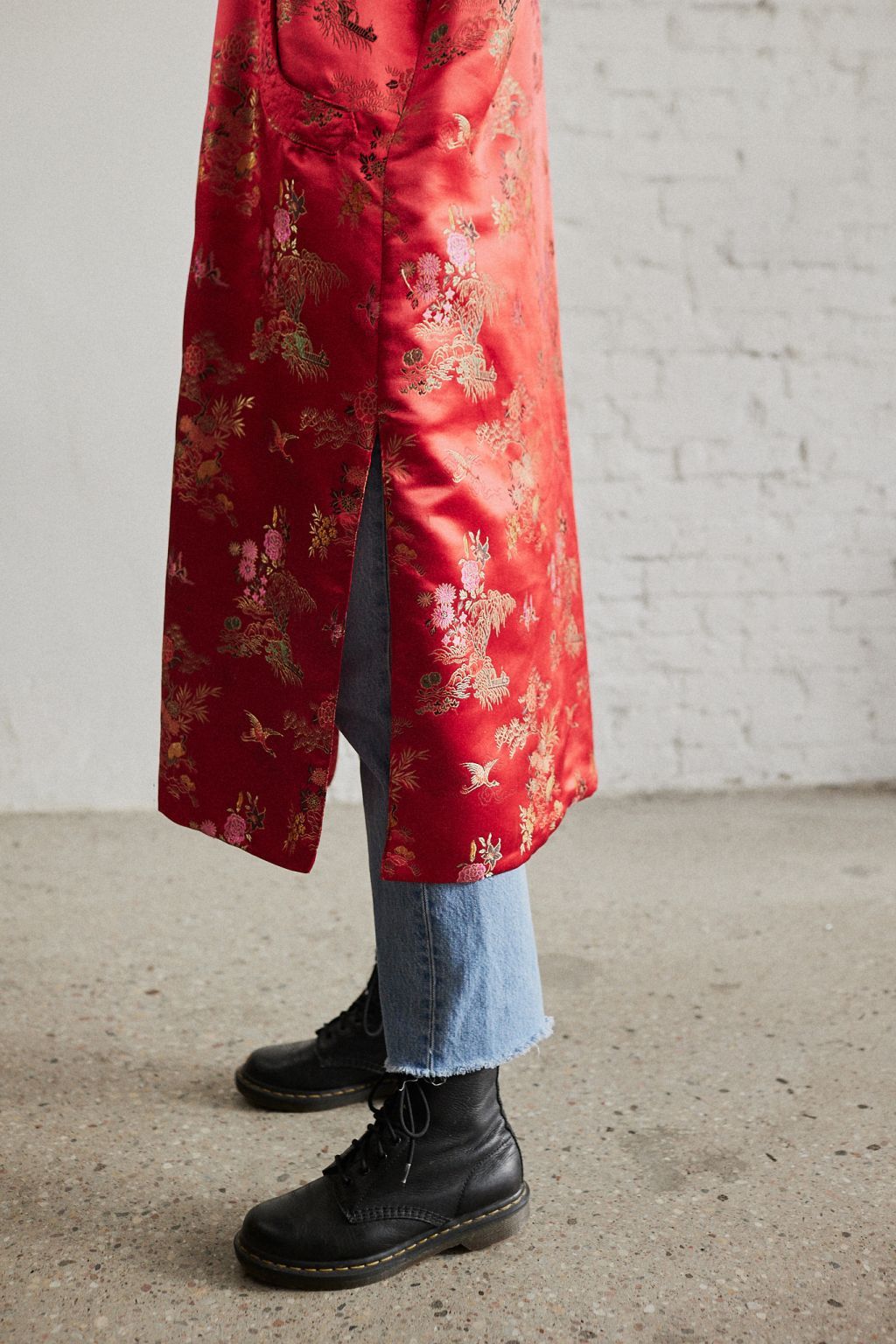 Czerwone satynowe kimono M