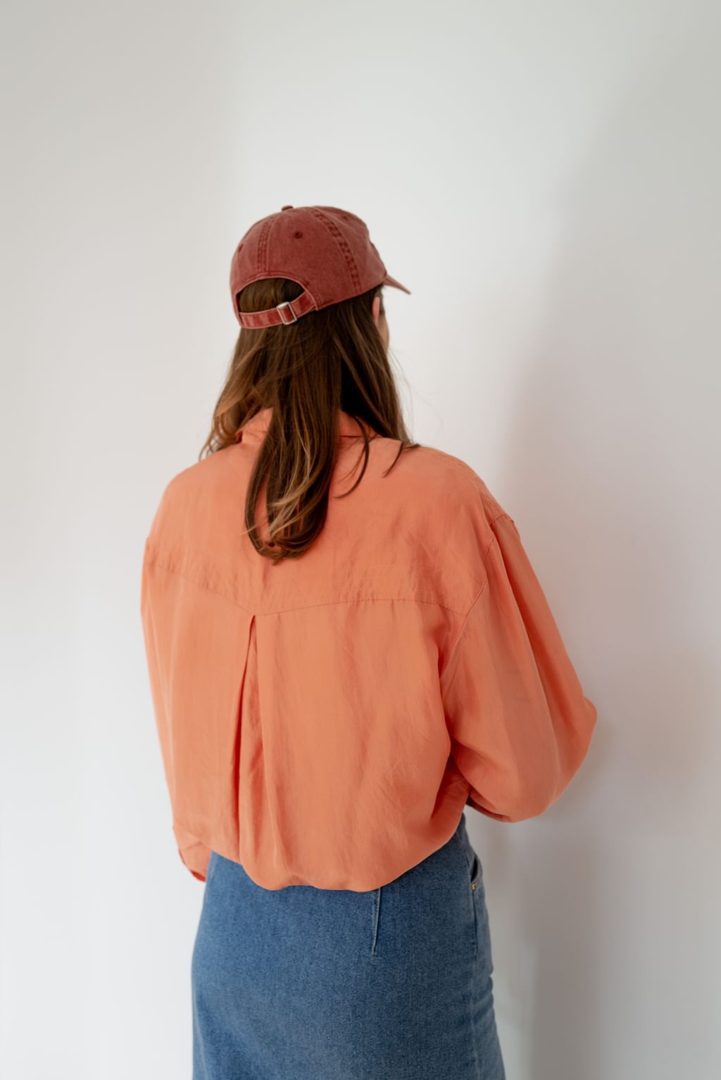 Jedwabna pomaranczowa koszula vintage M/L