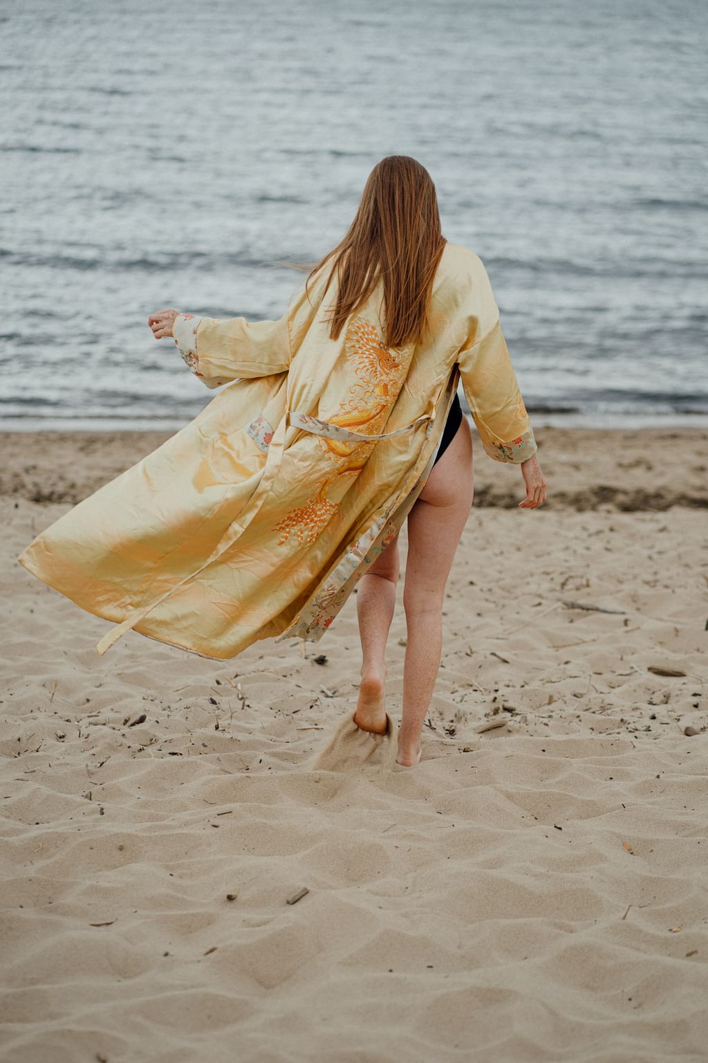 Dwustronne haftowane kimono oversize 