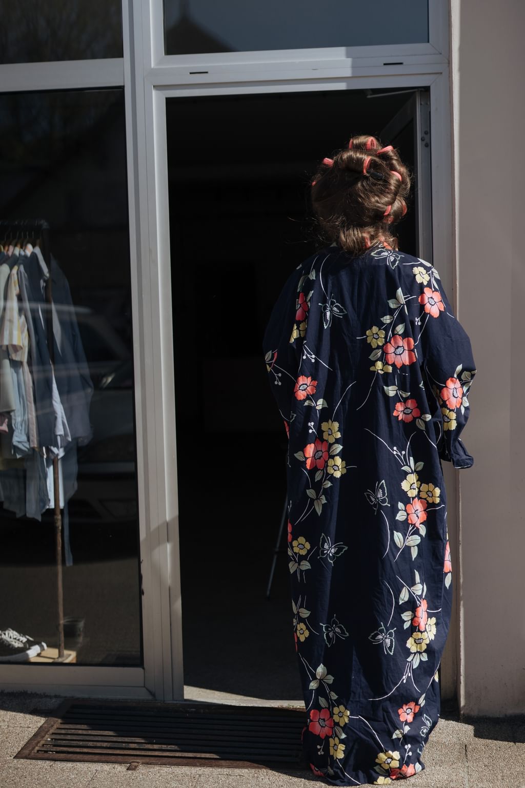 Bawełniane kimono w kwiaty M/L