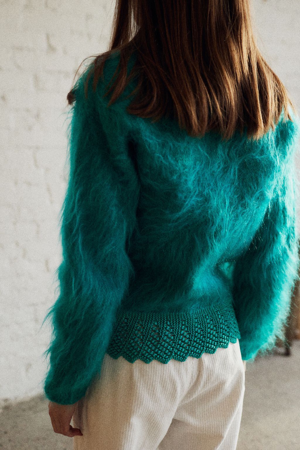 Turkusowy sweter handmade S