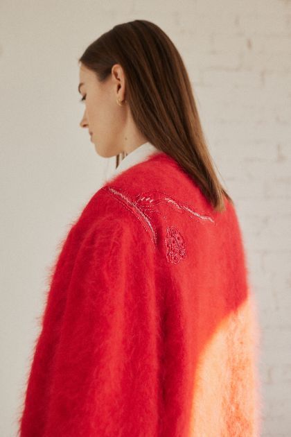 Czerwony sweter 80s angora