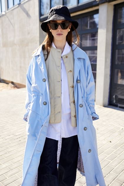 Błękitny wiosenny płaszcz vintage M