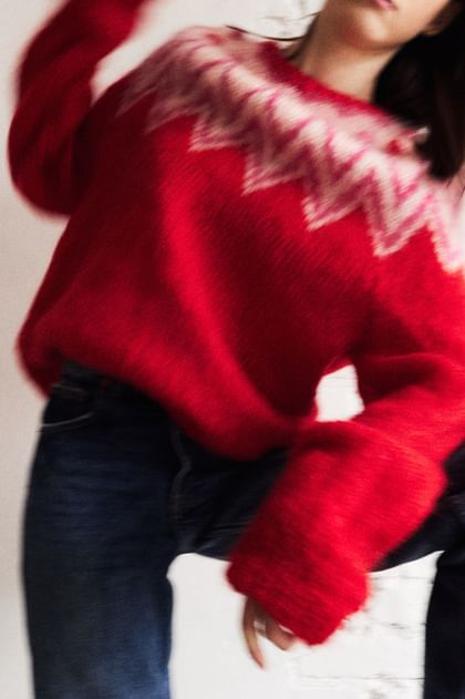 Moherowy czerwony sweter 