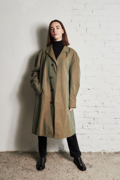 Burberry zielony płaszcz vintage M