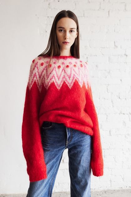 Moherowy czerwony sweter 